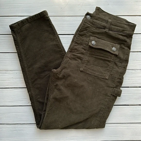 Free People Kyo Carpenter Corduroy Pants Olive size 2 - Picture 4 of 7
